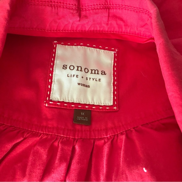 Sonoma Button Front Casual Red 3/4 Sleeve Blazer Jacket Sz 1X - Picture 3 of 3